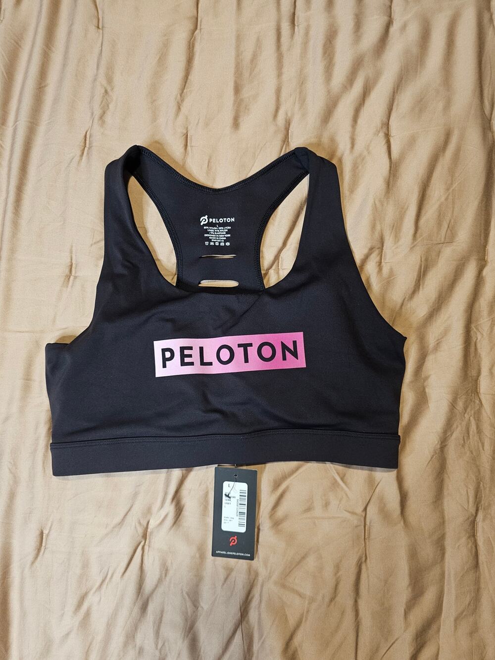 Peloton BCRF Sports Bra Crop Tank Black Pink Racerback Large NWT